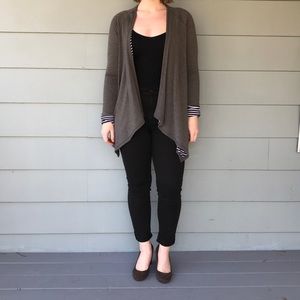 Reversible Jersey Cardigan Grey Navy Striped